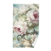 Peony Flowers and Leaves Cotton Face Towels Soft Hand Towel Absorbent Bathroom Towel for Kitchen Hotel Decoration