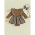 thumbnail image 5 of Musuos Baby Girls Romper Dress 3 6 12 18M Long Sleeve Ruffle Houndstooth Print Patchwork Romper with Headband, 5 of 10