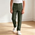 thumbnail image 4 of OGLCCG Boys' Stretch Pull on School Uniform Pants Kids Elastic Waist Straight Leg Twill Pants with Pockets Solid Color Dress Suit Pants 5-14 Years, 4 of 8