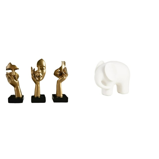 Estatuas de pensadores,Estatuas de pensadores,esculturas de arte abstracto para mesa,Figuras modernas con rostros para decorar el escritorio,Figura de elefante,Figura decorativa de elefante