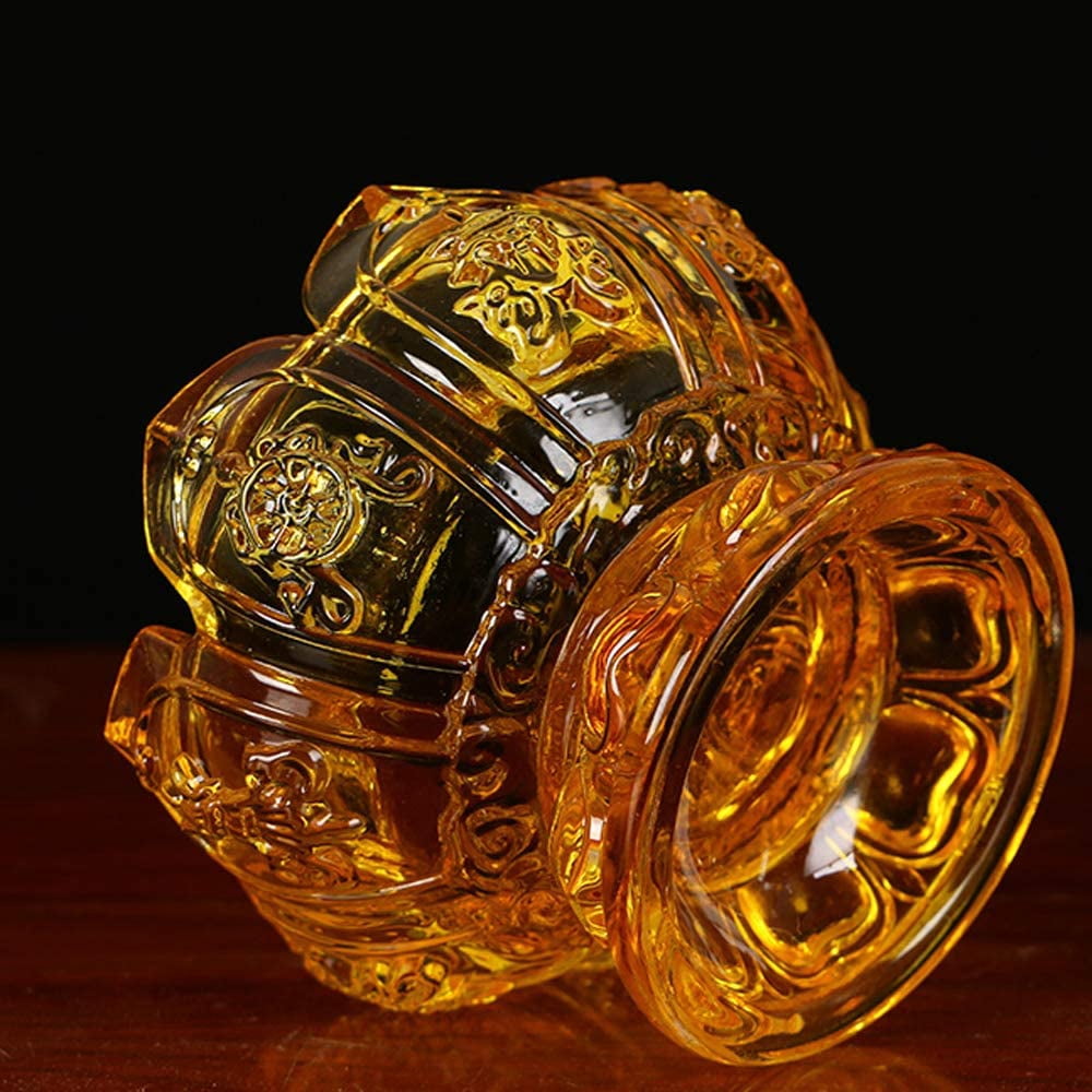 CATPAN Oil lamp Indoor use Glass Crystal Glass Lotus lamp Holder Household Buddha headlamp Kerosene lamp Ultra-Pure Paraffin lamp Oil Candle Holder Lantern（White）