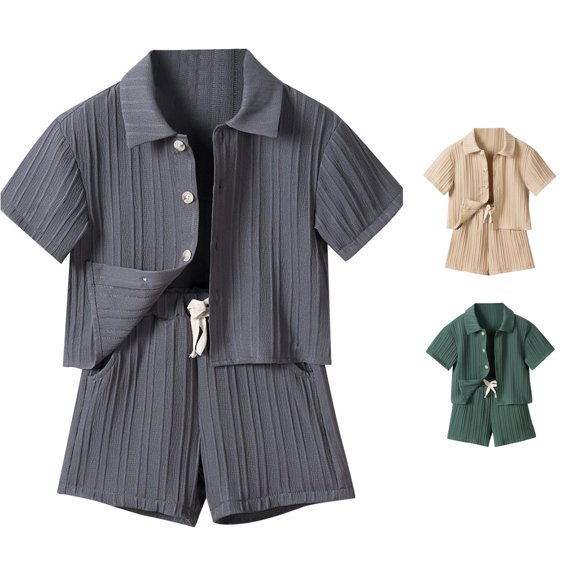 RTKFRFLM Boys Hooded Short Sleeve Shirt Shorts Set 2 Piece Summer Outfit