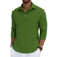 thumbnail image 2 of DPTALR Men's Casual Vacation Solid Color Button-down Collar Stylish Three-quarter Sleeve Shirt,Green, L, 2 of 9