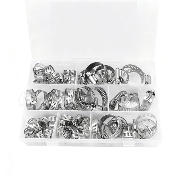 Juego de combinación de abrazadera de manguera, conector de abrazadera americana de acero inoxidable 201, 60 uds., adecuado for manguera de 6-38mm