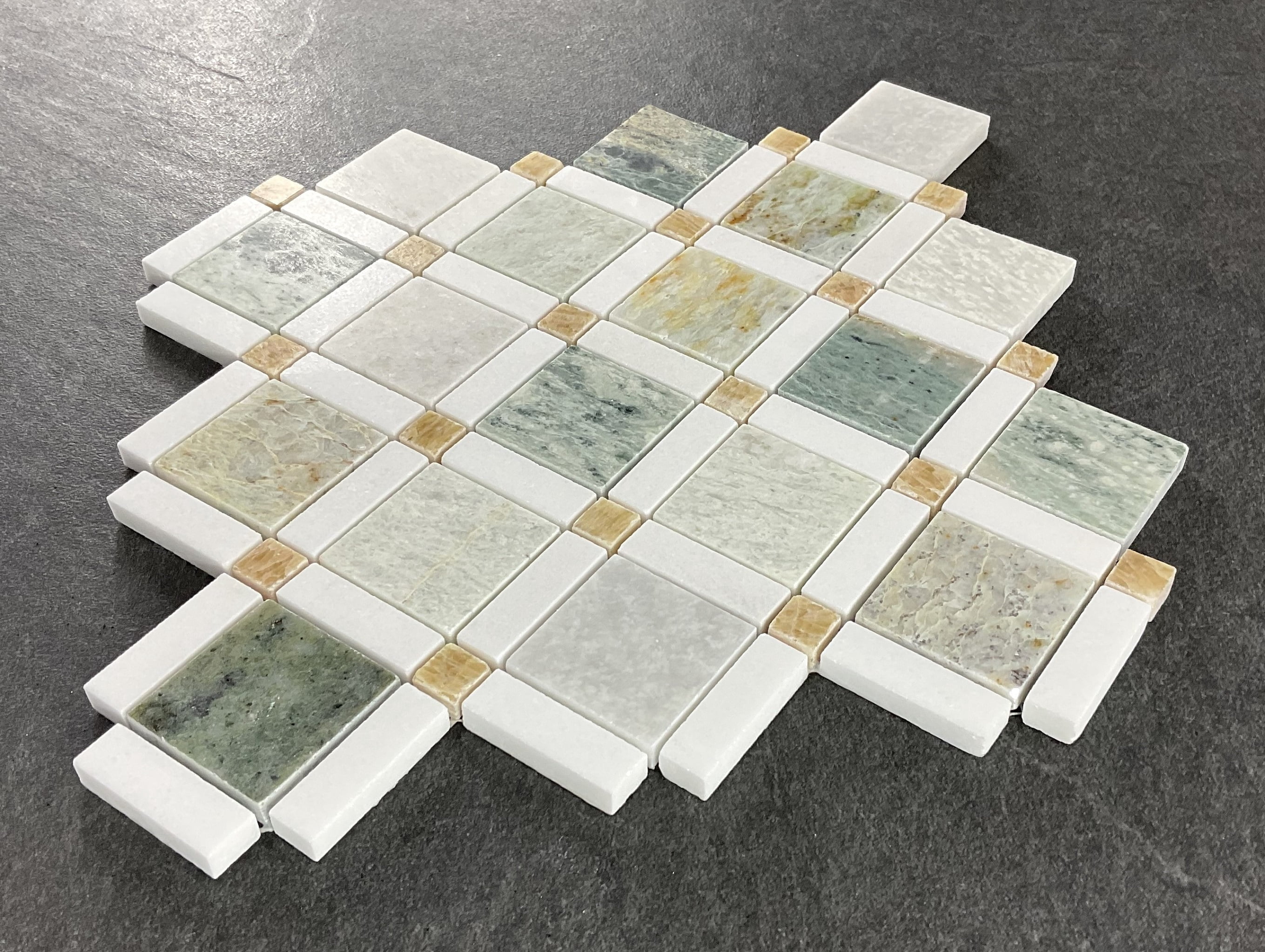 10 - Sheets of Marble Pinwheel Wall and Floor Mosaic Tiles