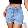 thumbnail image 2 of UDAUDU Jeans Shorts Womens High Waisted Stretchy 2026 Summer Comfy Stretchy Workout Hot Denim Shorts Light Blue L, 2 of 6