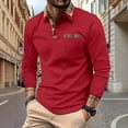thumbnail image 2 of USNSM Men's Golf Shirt Casual Athletic Patchwork Slim Fit Breathable T-Shirt Turndown Collar Button Long Sleeve Pullover Shirt with Chest Pocket Wine 3XL, 2 of 9