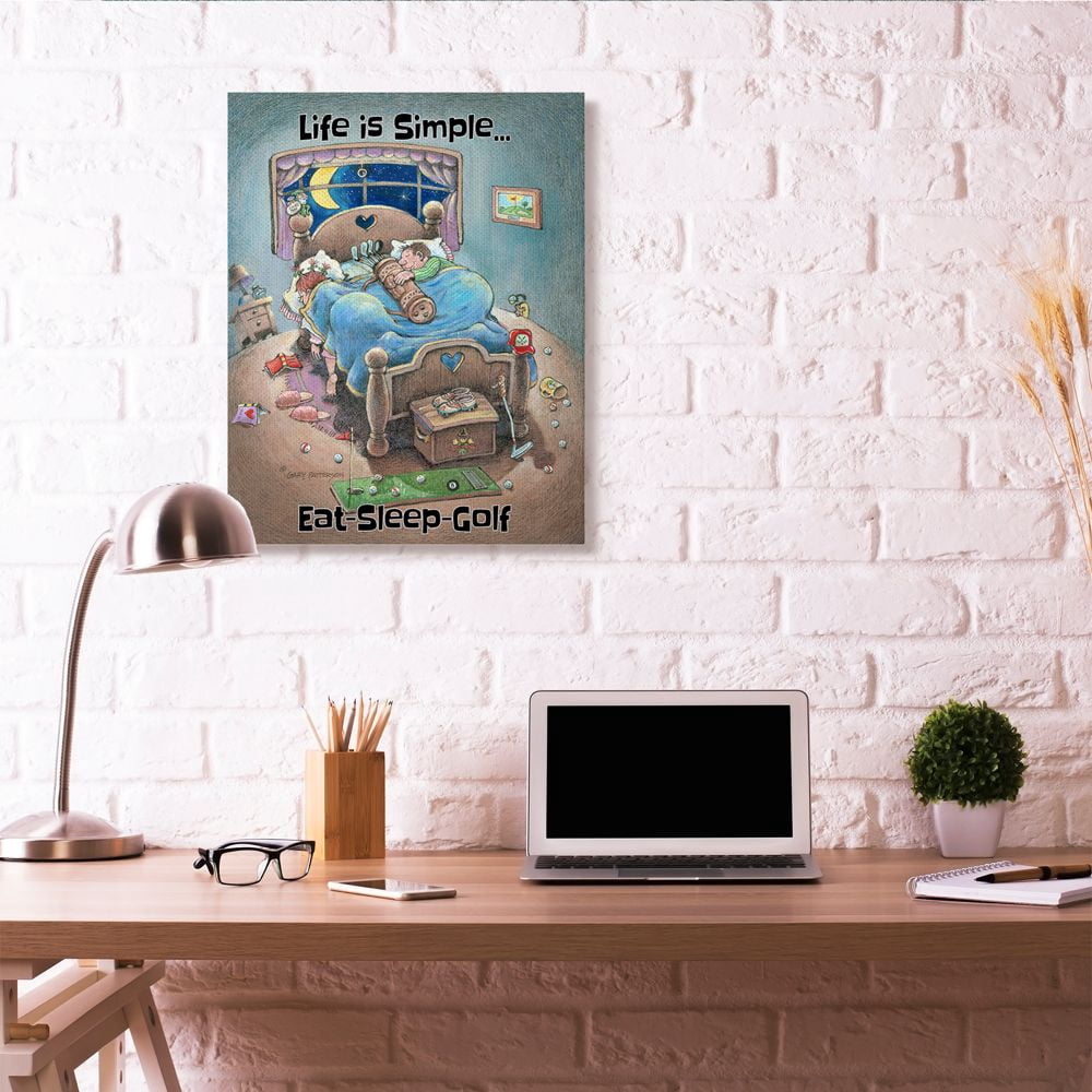 Life Is Simple Funny Golf Cartoon Sports Design XXL Stretched Canvas Wall Art by Gary Patterson