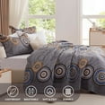 thumbnail image 2 of 3-Piece Full/Queen Size Bedspread Coverlet Set - Gray Mandala Quilt with 2 Pillow Shams, Microfiber, 2 of 6