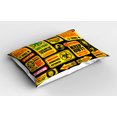 thumbnail image 2 of Ambesonne Zombie Pillow Sham 2 Pack, Apocalypse Signs, 36"x20", Yellow Grey Red, 2 of 3