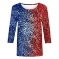 thumbnail image 5 of Feancey American Flag Women's 3/4 Sleeve Tops Dressy Trendy Sequin Print 4th of July Shirts Holiday Casual Round Neck Blouses Patriotic Tee Spring Sale 2025 Multicolor S, 5 of 5
