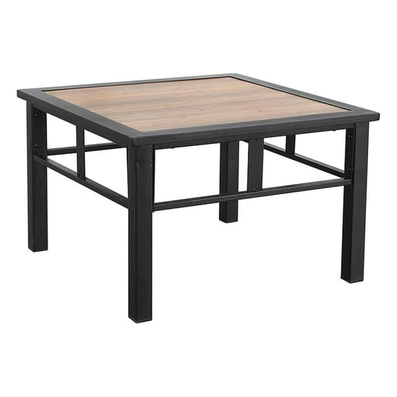 Outdoor Metal Square Table Patio Bistro Dining Furniture with Wood-Like Table Top, Steel Frame