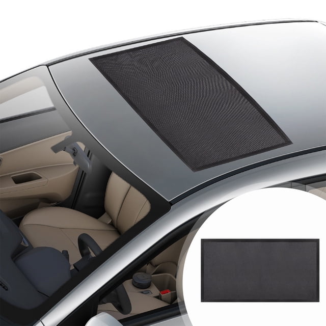 Imán de pantalla de techo corredizo de coche fijo a prueba de viento | Funda de malla a prueba de mosquitos | Tela recubierta negra | Se adapta a techos solares de 37.4"x21.65" | Transpirable, de