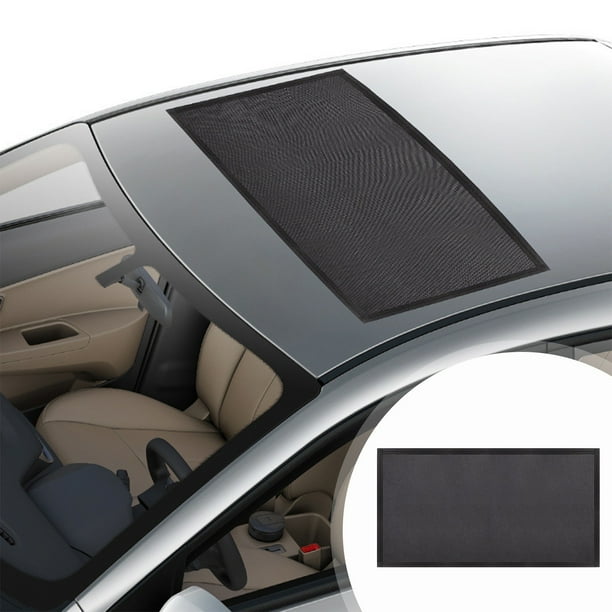Imán de pantalla de techo corredizo de coche fijo a prueba de viento | Funda de malla a prueba de mosquitos | Tela recubierta negra | Se adapta a techos solares de 37.4"x21.65" | Transpirable, de