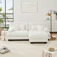 thumbnail image 2 of 94.4" Loveseat Sofa, 2 Seater Modular Sectional Sofa, White Large L Shaped Sectional Couches for Living Room, Fluffy Couch, Love Seat, Chenille Cloud Couch with Ottoman, Deep Seat for Living home, 2 of 8