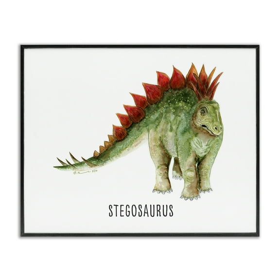 Stupell Industries Stegosaurus Dinosaur Learning Animals Painting Black Framed Art Print Wall Art, 14 x 11