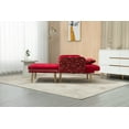 thumbnail image 4 of Accent Chair with Ottoman, Comfy Velvet Chaise Lounge Chair with Footrest and Pillow, Upholstered Single Sofa Chair with Adjustable Backrest and Metal Legs for Living Room Office, Red, 4 of 8