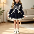 thumbnail image 2 of Enjoytime Outfits for Girls Print Long Sleeve Knit Sweater Top Pleated Skirt 2 Piece Set Fall Winter Holiday Kids Toddler Clothes, 2 of 7