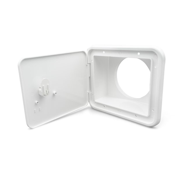B&B Molders Rv Camper Storage up to 4 inch Pvc or Flex Sewer Hose Hatch