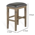 thumbnail image 5 of Yael Barstool, Black Faux Leather Cushioned, Taupe Mahogany Solid Wood, 5 of 6