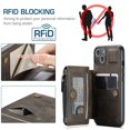 thumbnail image 6 of Dteck Case for Apple iPhone 13 6.1-inch,Retro Magnetic Leather Card Holder Wallet Shockproof Case Hybrid Rubber Zipper Purse Kickstand Protective Cover for iPhone 13,Coffee, 6 of 6
