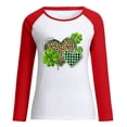 thumbnail image 3 of Aofany St Patricks Day Shirt for women Spring Patchwork St. Patrick's Day Printed Long Sleeves Round Neck Casual Tee Tops, 3 of 4