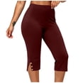 thumbnail image 5 of Dagugfen Plus Size Capri Pants for Women Elastic Waist Stretchy Yoga Pants Gym Workout Athletic Capris Solid Color L-5XL, 5 of 6