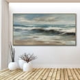 thumbnail image 5 of Custom Seascape Oil Painting Original Ocean Textured Canvas Wall Art Sea Landscape 3D Textured Wall Art Living Room Home Decor,Unstretched,Frameless,(51*102cm)20*40Inches, 5 of 5
