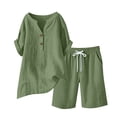 thumbnail image 5 of Enjoytime Shorts Sets Women 2 Piece Outfits V-Neck Button Down Shirts Matching Set Short Sleeve Casual Travel Outfits, 5 of 5