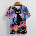 thumbnail image 3 of Cute Planet Cat Women's T-Shirt Short Sleeve T Shirts Tops Tee Ladies Loose T, 3 of 6