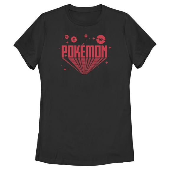 Women's Pokemon 3D Retro Title  Graphic Tee Black Medium