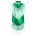 thumbnail image 4 of ranrann Robe Salsa Tango à Franges pour Filles Enfants Costume de Danse Latine à Sequins Sans Manches Justaucorps à Franges Vert 6, 4 of 6