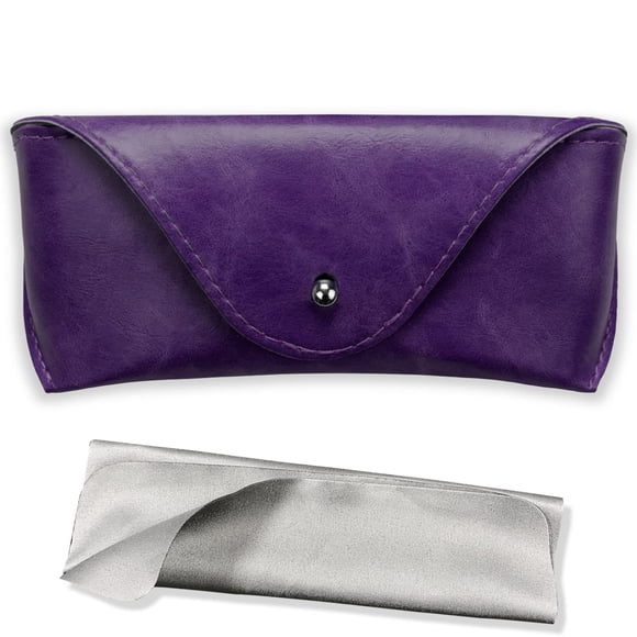 Estuche para anteojos LogHog portátil de cuero impermeable morado