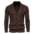 thumbnail image 1 of Cárdigan de algodón Argyle para hombre, cárdigan informal de un solo pecho de Color sólido, cárdigans de negocios para hombre, nuevo suéter de moda de invierno para hombre, 1 of 5