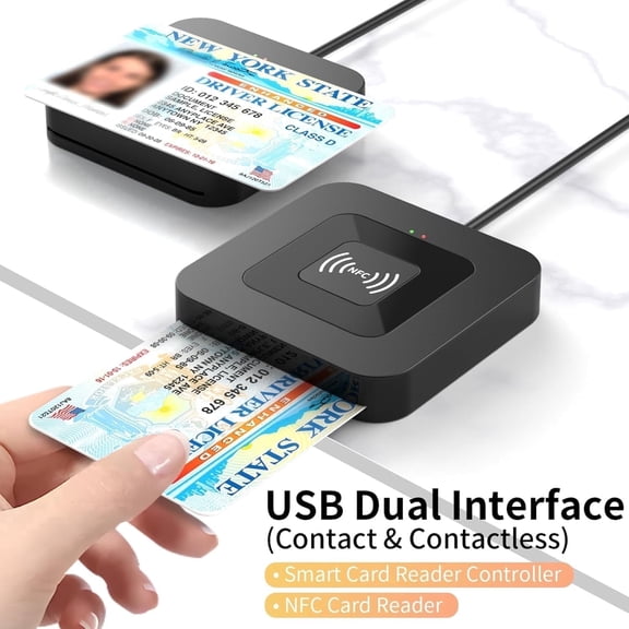 Dual Mode Smart Card Reader, USB Contact NFC for IC Cards, Bank & Tax Use