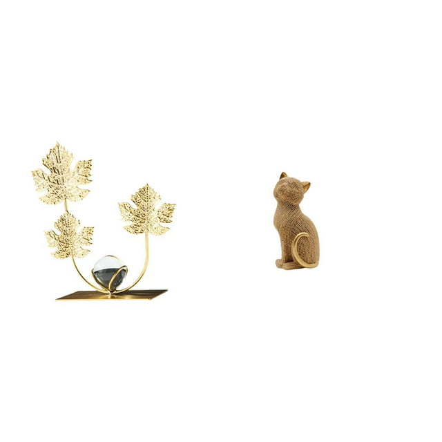 Escultura De Gato Hoja, Figura De Resina, Adorno Decorativo Para Estantería, Decoración Moderna Para El Hogar, Coleccionable, Dormitorio, Regalo Navideño O De Inauguración De Casa, Estatua