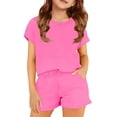 thumbnail image 2 of Girls Cute Summer Outfits Short Sleeve Tshirts and Shorts with Pockets Girls Beach Outfit 2 Piece Sets for Girls Size 6-14 Years, 2 of 5