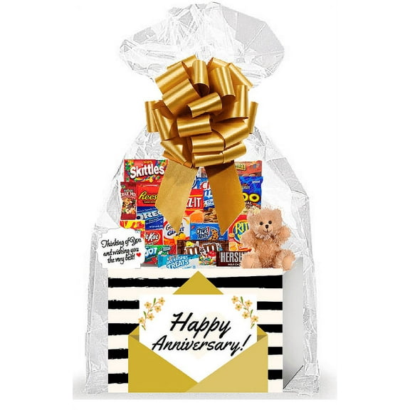 Happy Anniversary Thinking of You Cookies, Candy & More Care Package Assortment Variety Gift Box Bundle Set