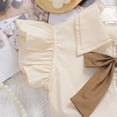 thumbnail image 6 of Angala 2 Piece Outfits For Girls Notch Neck Short Sleeve Bow Knot Blouse With Shorts Set Girls Autumn Daily Wear Clothes, 6 of 7
