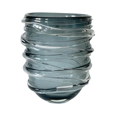 A&B Home Hand-Made Glass Vase - 6"D x 6.5"W x 8.5"H - Black