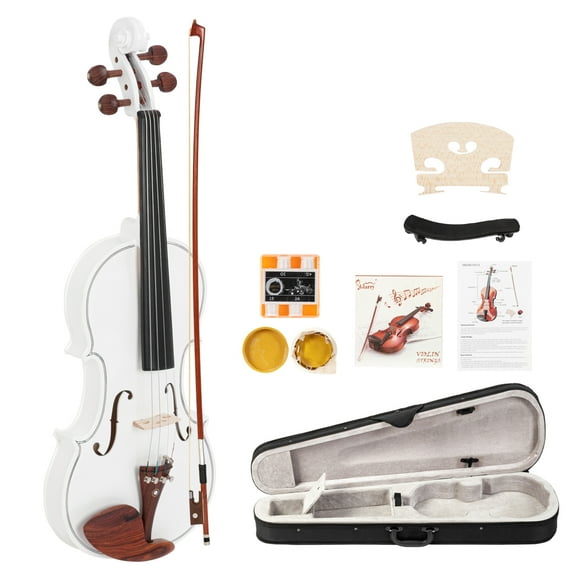 GV103 4/4 Natural Acoustic Violin Spruce Panel Maple Back Complete Set with Accessories White