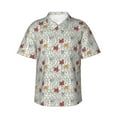 thumbnail image 4 of Wukai Funny Cat White Men's Hawaiian Shirt Short Sleeve Casual Button Down Summer Beach Aloha Shirt Tropical Print Holiday Party, 4 of 8