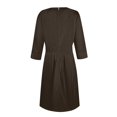 thumbnail image 6 of LISTHA Women's Fall 3/4 Sleeve Midi Dresses Casual Formal Church Wedding Guest Work Clothes Brown M, 6 of 6