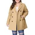 thumbnail image 5 of Agnes Orinda Women's Plus Size Peacoat Notched Lapel Double Breasted Winter Long Coat with Pocket 3X Brown, 5 of 8
