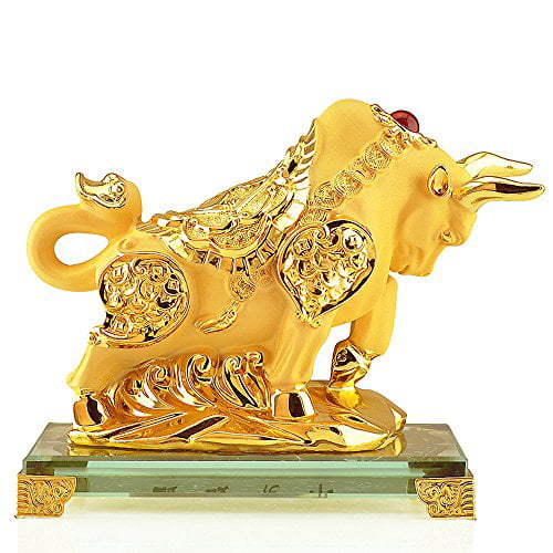 BOYULL Large Size Chinese Zodiac Dragon Year Golden Resin Collectible Figurines Table Decor Statue