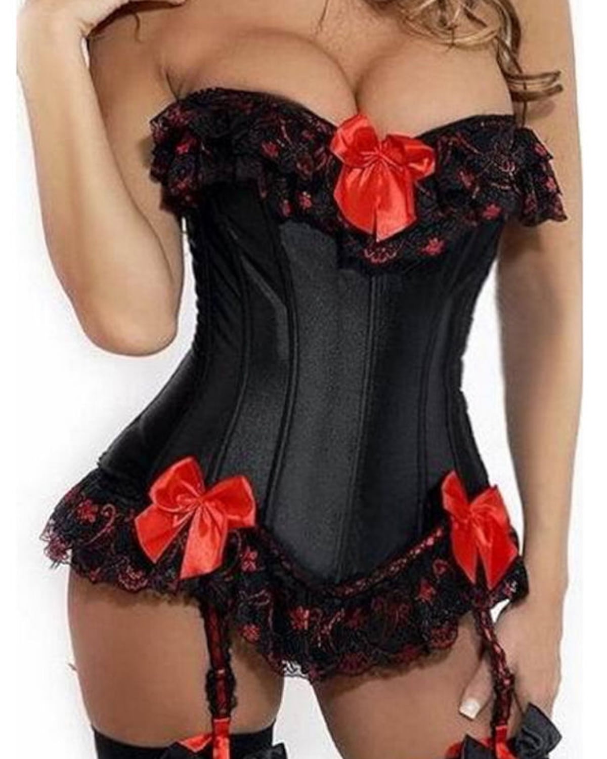 FunShack Adult Ladies Parisian Basque Corset Fancy Dress Moulin Rouge Ext Small 
