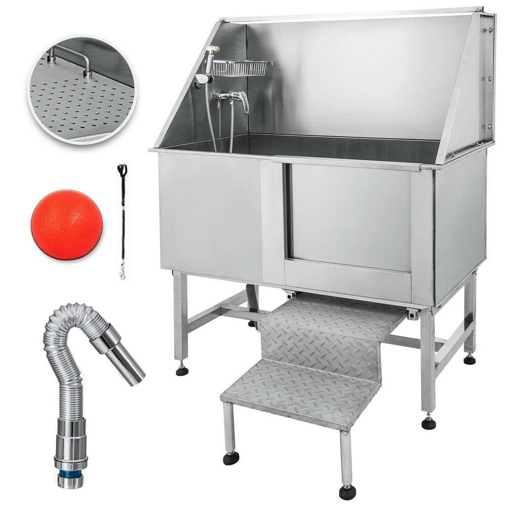 VEVOR 62 inch Professional Dog Grooming Tub Stainless Steel Pet Bathing Tub Large Dog Wash Tub