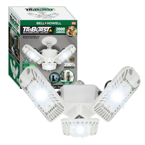 Bell Howell TriBurst Garage Lighting Multi-Directional Triple Panel Light for Indoor and Outdoor Garage Light