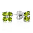 thumbnail image 1 of Galaxy Gold 14k White Gold Peridot Stud Flower Earrings, 1 of 3