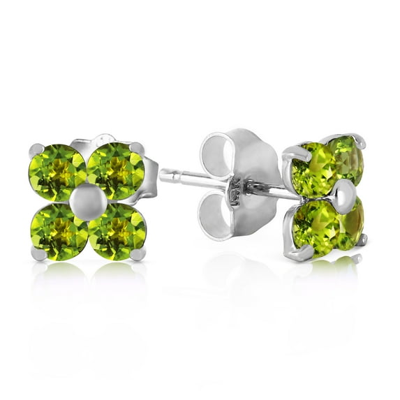 Galaxy Gold 14k White Gold Peridot Stud Flower Earrings